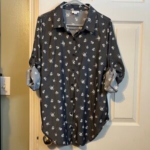 LuLaRoe Chambray Valentina Button-Up Shirt Size Medium